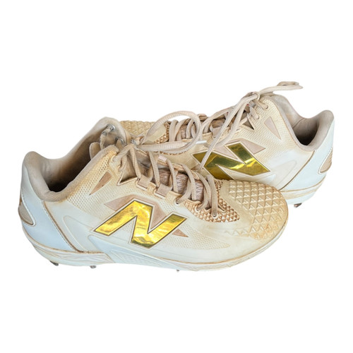 Vist Large View of Product Image Which is Used New Balance BASEBALL SPIKES BB/SB Cleats White Senior 8