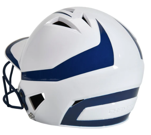 Vist Large View of Product Image Which is Medium Blue & White HX RISE PRO BATTING HELMET W/FACEMASK
