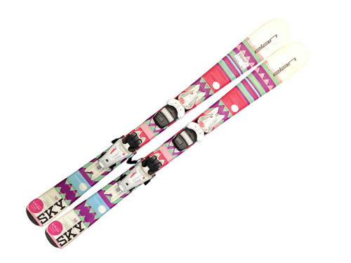 Vist Large View of Product Image Which is Used Elan SKY Girls Downhill Ski/Binding Pink 110 cm