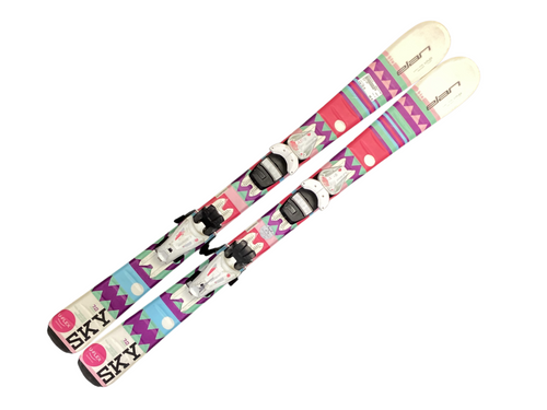 Vist Large View of Product Image Which is Used Elan SKY Girls Downhill Ski/Binding Pink 110 cm