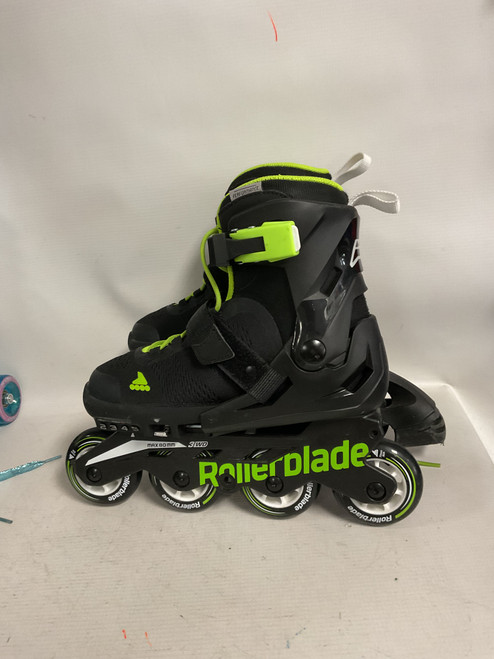 Vist Large View of Product Image Which is Used Rollerblade MICROBLADE 2-5 Junior Rec Fitness Skates Black Adjustable