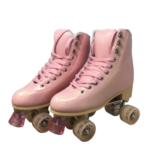 Vist Large View of Product Image Which is Used SALTY GLITTER NEVER USED Senior Roller Quad Skates Pink Senior 9