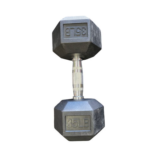 Vist Large View of Product Image Which is Used HEX DUMBBELL 35LB RUBBER Hex Dumbbell (Each) 35 lb
