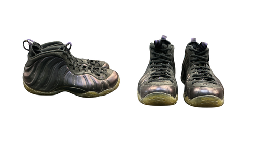 Vist Large View of Product Image Which is Used Nike FOAMPOSITE ONE EGGPLANT Basketball Shoes M Black And Purple Senior 8