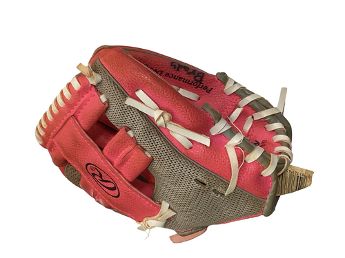 Vist Large View of Product Image Which is Used Rawlings PLAYER SERIES BB/SB Glove RH Throw Pink 9"