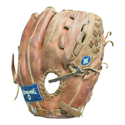 Vist Large View of Product Image Which is Used Spalding COMPETITION SERIES BB/SB Glove RH Throw Brown 12"