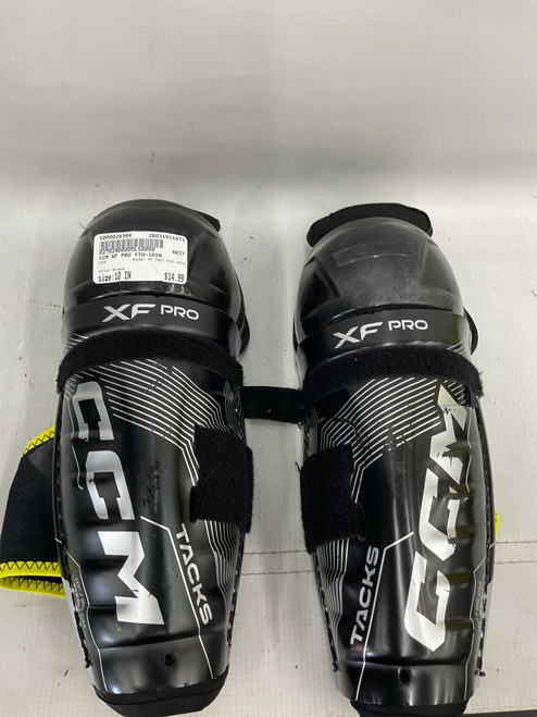 Vist Large View of Product Image Which is Used CCM XF PRO YTH-10IN Youth Shin Guards Black 10"