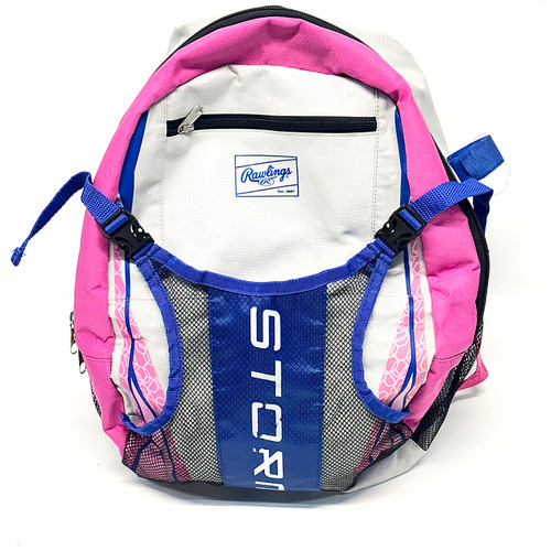 Vist Large View of Product Image Which is Used Rawlings STORM BB/SB Player Backpack Graphite And Pink