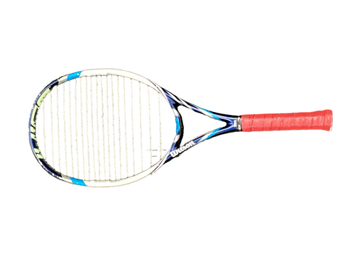 Vist Large View of Product Image Which is Used Wilson JUICE 108 Adult Tennis Racquet Royal Blue 4 1/4"