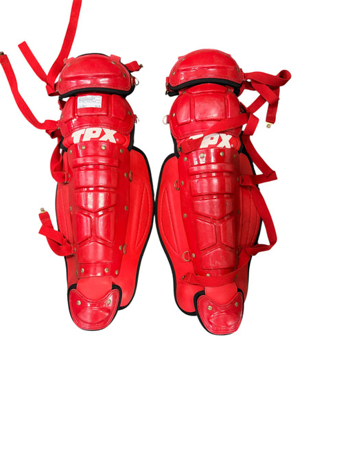 Vist Large View of Product Image Which is Used TPX ADULT SHIN GUARDS Catchers Leg Guards Red Adult