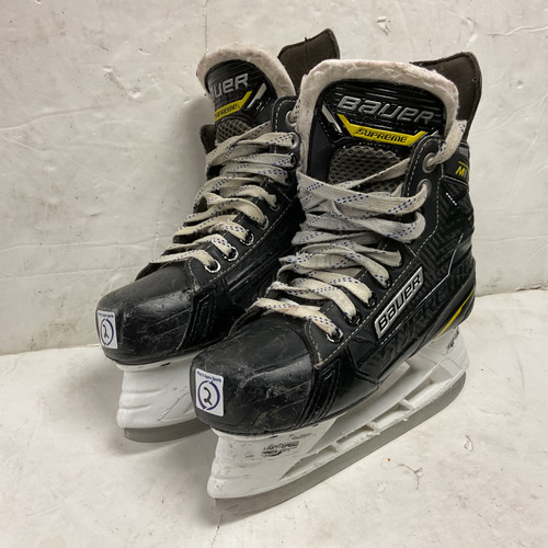 Vist Large View of Product Image Which is Used Bauer SUPREME M1 Junior Hockey Skate White/Black/Yellow Junior 02
