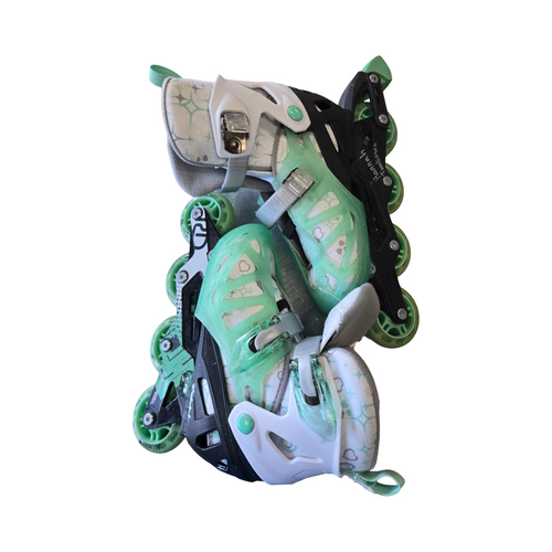 Vist Large View of Product Image Which is Used RollerDerby ADJUSTABLE SKATES 2-5 Junior Rec Fitness Skates Teal Adjustable