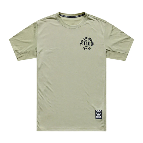 Vist Large View of Product Image Which is New Troy Lee Designs Skyline Ride Short Sleeve Bike Tee Stamps Sage- Size LG