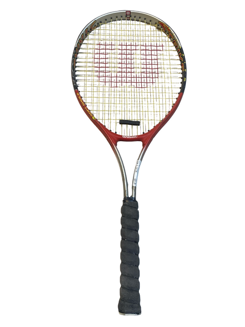 Vist Large View of Product Image Which is Used Wilson STRIKE Adult Tennis Racquet Red 4 1/4"