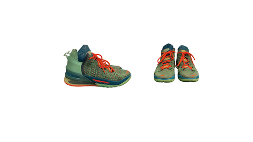 Vist Large View of Product Image Which is Used Nike LEBRON 18 WE ARE FAMILY Basketball Shoes M Turquoise And Orange Senior 9