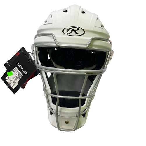 Vist Large View of Product Image Which is Used Rawlings VELO 2.0 Catchers Helmet w/Mask White One Size WITH TAGS