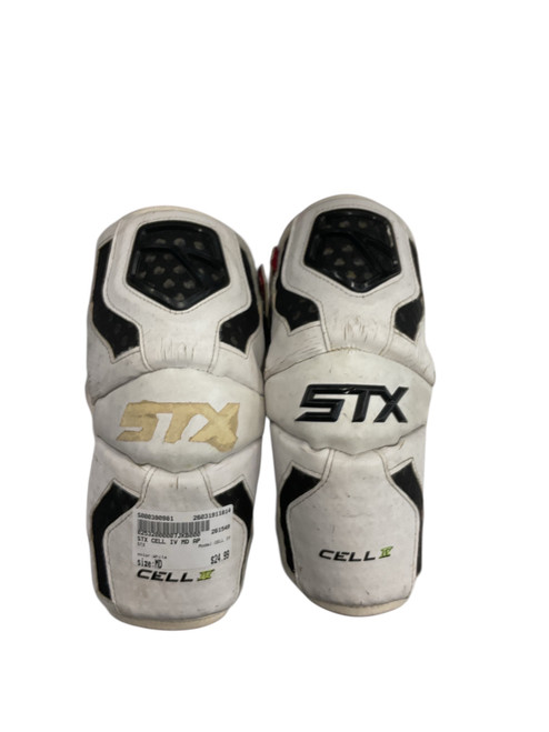 Vist Large View of Product Image Which is Used STX CELL IV Lacrosse Arm Pads/Guards White MD