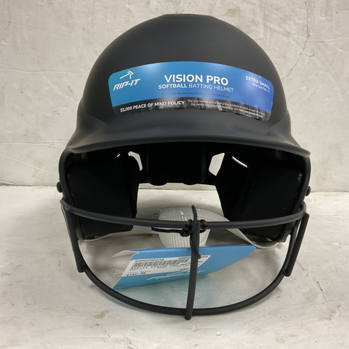 Vist Large View of Product Image Which is Like-New RIP-IT VISION PRO MATTE Batting Helmet w/Mask Black XS