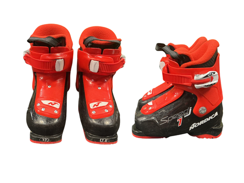 Vist Large View of Product Image Which is Used Nordica SPEEDJ MACHINE 1 Boys DH Ski Boot Red 175 MP - Y11