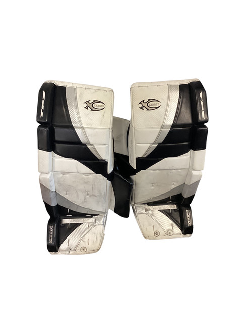 Vist Large View of Product Image Which is Used TPS Hockey XCEED II Goalie Leg Pads Senior White 32"
