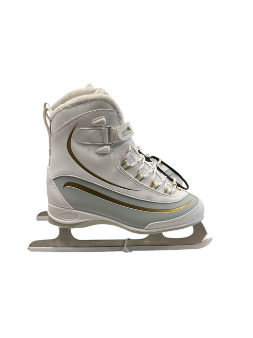 Vist Large View of Product Image Which is Used Lake Placid EVEREST SZ 7 WomensFigure Skate Gold And White Senior 7