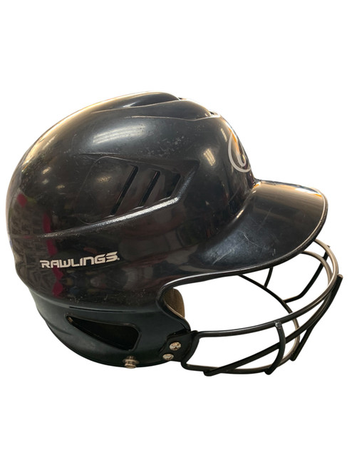 Vist Large View of Product Image Which is Used Rawlings BLACK HELMET W CAGE Batting Helmet w/Mask Black S/M