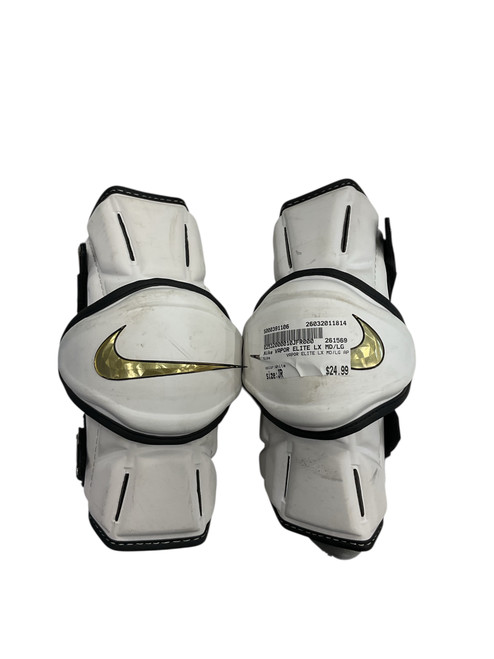 Vist Large View of Product Image Which is Used Nike VAPOR ELITE LX MD/LG AP Lacrosse Arm Pads/Guards White Junior