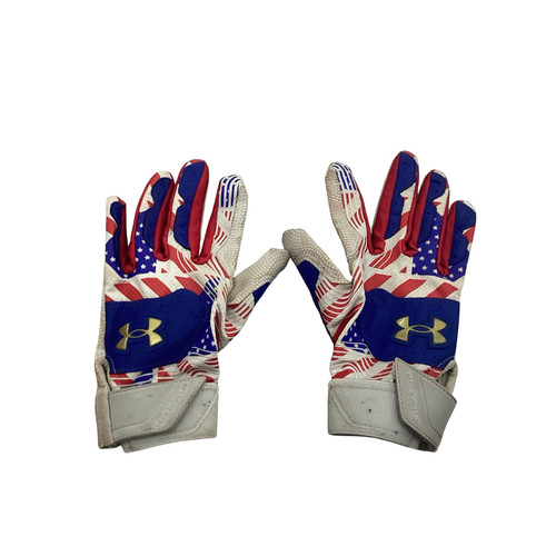 Vist Large View of Product Image Which is Used Under Armour BB/SB Batting Gloves Red And White XS