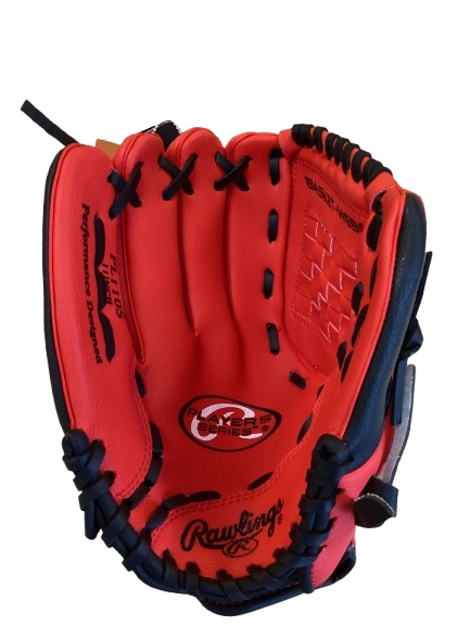 Vist Large View of Product Image Which is New Rawlings PLAYER SERIES BB/SB Glove RH Throw Black And Red 11"