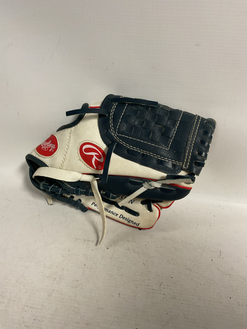 Vist Large View of Product Image Which is Used Rawlings PLAYER SERIES BB/SB Glove RH Throw White/Red/Navy 9 1/2"
