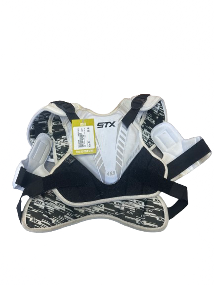 Vist Large View of Product Image Which is Used STX STALLION 400 Lacrosse Shoulder Pads White MD