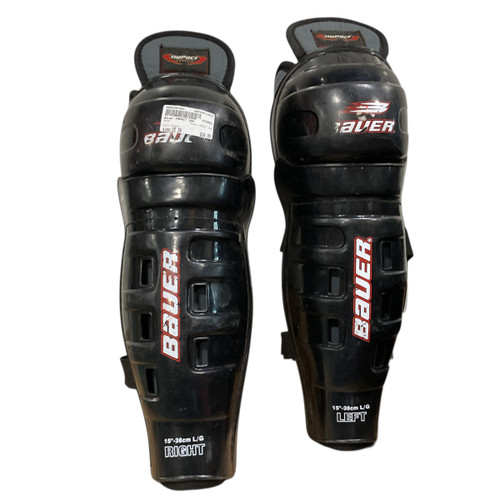 Vist Large View of Product Image Which is Used Bauer IMPACT 300 Senior Shin Guards Black 15"