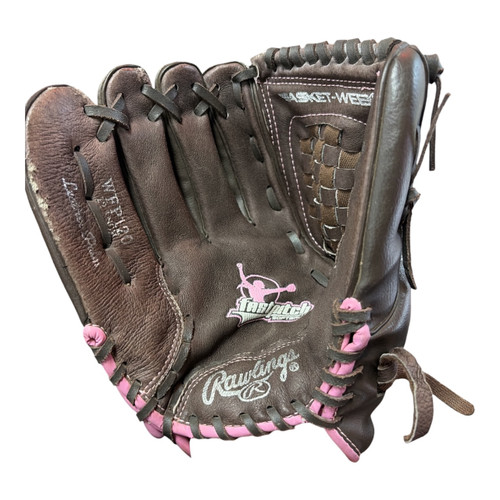 Vist Large View of Product Image Which is Used Rawlings FASTPITCH LH Throw Fastpitch Gloves Brown 12"