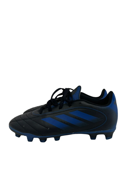 Vist Large View of Product Image Which is Used Adidas Goletto Jr 3 Soccer Cleats Black And Royal Blue
