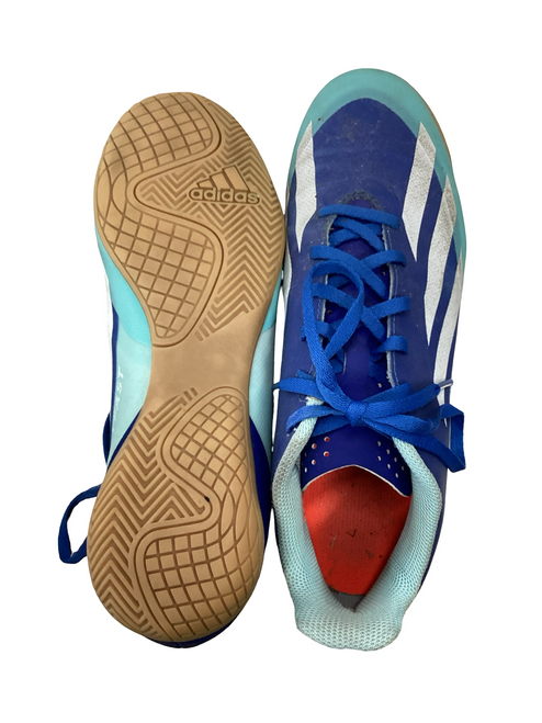 Vist Large View of Product Image Which is Used Adidas CRAZYFAST Soccer Indoor Shoes Royal Blue Senior 9