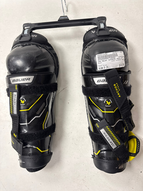 Vist Large View of Product Image Which is Used Bauer SUPREME MACH Youth Shin Guards Black 9"