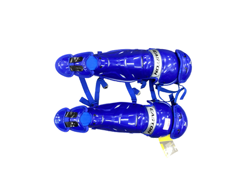 Vist Large View of Product Image Which is Used Easton ELITE X Catchers Leg Guards Royal Blue Adult