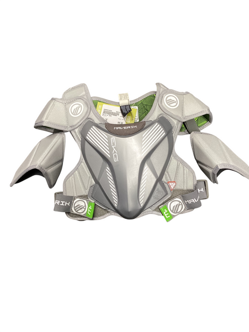 Vist Large View of Product Image Which is Used Maverik EKG Lacrosse Shoulder Pads Grey Small