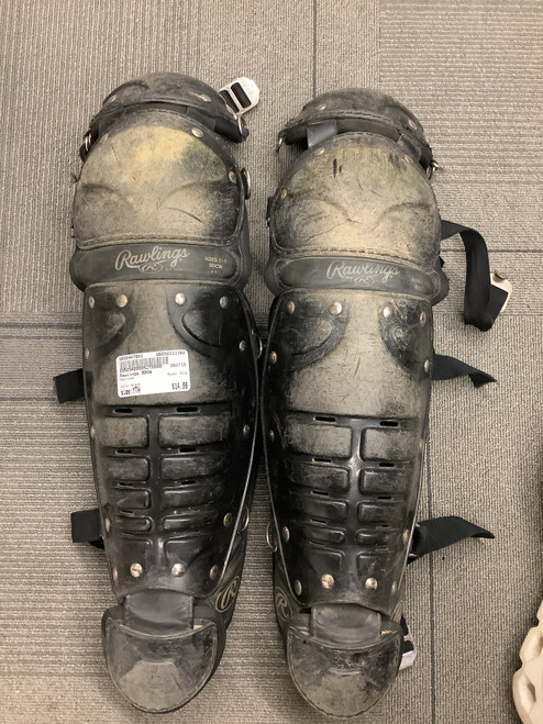 Vist Large View of Product Image Which is Used Rawlings 9DCW Catchers Leg Guards Black Youth