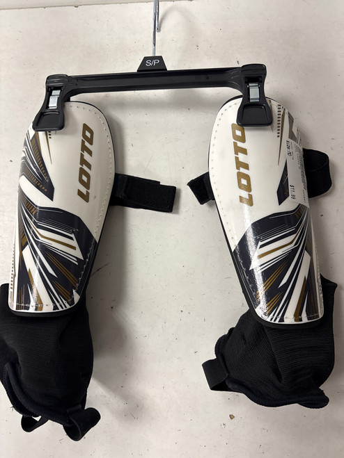 Vist Large View of Product Image Which is Used Lotto Soccer Shin Guards Adult White MD