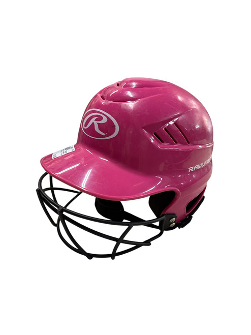 Vist Large View of Product Image Which is Used Rawlings SB HELMET W/ MASK Batting Helmet w/Mask Pink XS