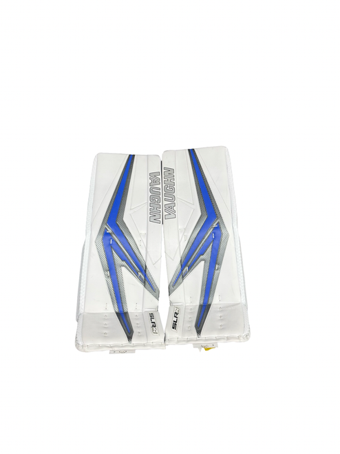 Vist Large View of Product Image Which is Used Vaughn SLR 4 CUSTOM Goalie Leg Pads Senior Royal Blue And White 31"