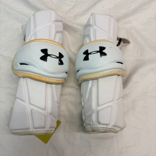 Vist Large View of Product Image Which is Used Under Armour COMMAND PRO Lacrosse Arm Pads/Guards White MD