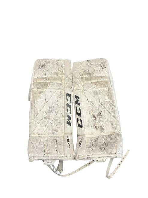 Vist Large View of Product Image Which is Used CCM EXTREME FLEX 5.9 Goalie Leg Pads Senior White 32"