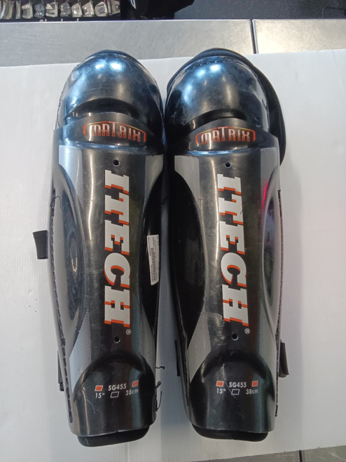 Vist Large View of Product Image Which is Used Itech Senior Shin Guards Black 15"