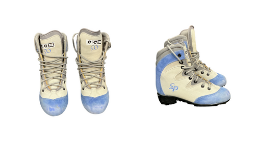 Vist Large View of Product Image Which is Used CCM 50 Girls Figure Skate Grey And Royal Blue Junior 03