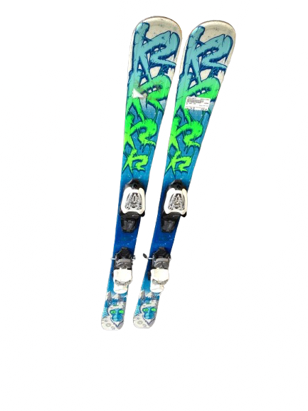 Vist Large View of Product Image Which is Used K2 INDY 124 Boys DH Ski/Binding Neon Green And Royal Blue 124 cm