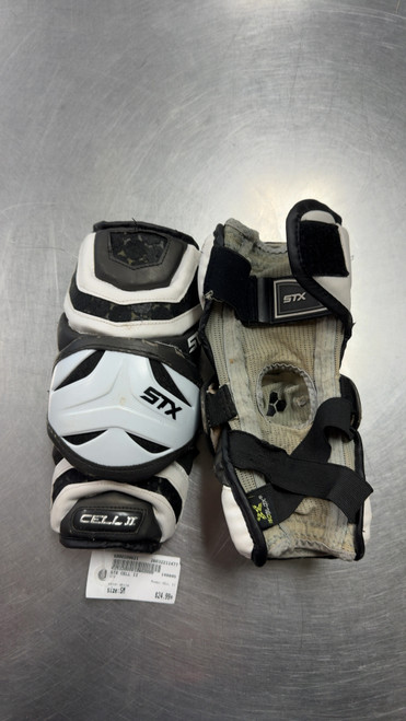 Vist Large View of Product Image Which is Used STX CELL II Lacrosse Arm Pads/Guards White SM