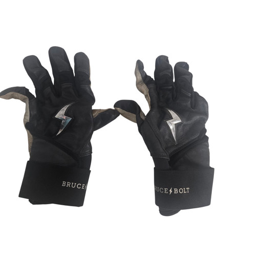 Vist Large View of Product Image Which is Used Bruce Bolt Batting Gloves Black LG