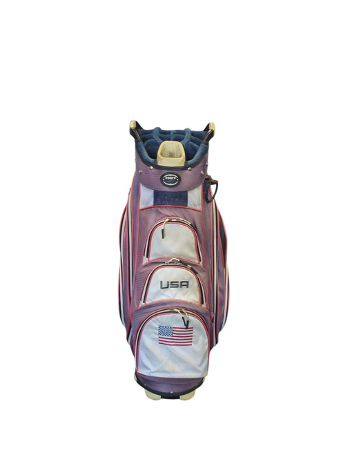 Vist Large View of Product Image Which is Used Sun Mountain USA Mens Cart Bag White/Red/Navy